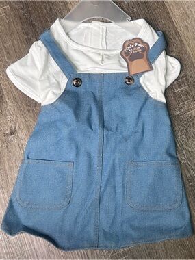 🐾  NWT Little Paws Denim- Overall Pet Dress - Size M (Fits approx 27lbs)
